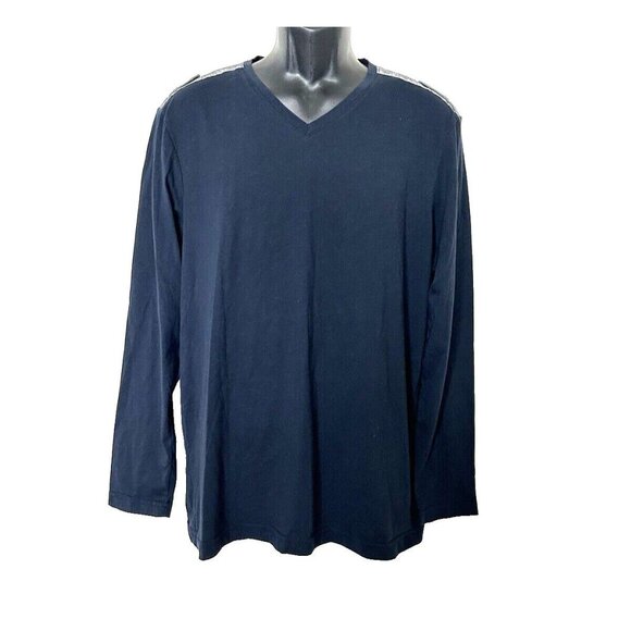 G. American Mens Long Sleeve Striped Cotton V Neck T Shirt Pullover size XL - Picture 1 of 8